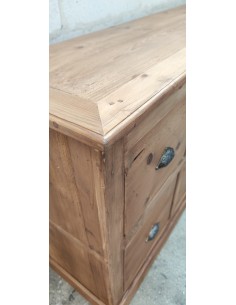 Ancien meuble de métier six tiroirs pin massif 2