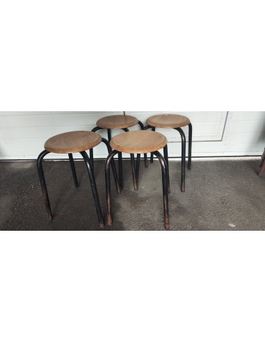 Série de 4 tabourets d'école h 45 cm