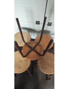 Tabouret d'école métal et bois 2
