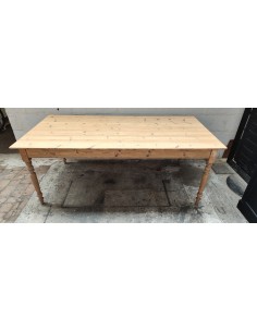 Ancienne table de ferme large en bois brut 2