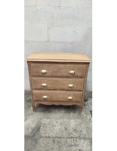 Ancienne commode trois tiroirs en chêne brut