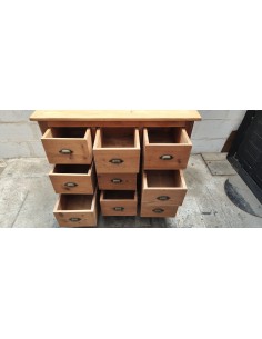 Meuble de commerce neuf tiroirs pin et chêne massif 2