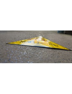 Plaque émaillée bombé triangle Shell huiles moteurs déco pub garage 2