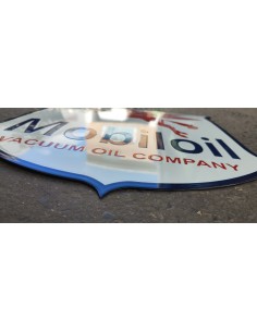 Plaque émaillée bombé Mobiloil déco pub garage 2