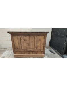Ancien comptoir en chêne brut dessus noir ciré