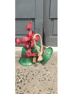 Paire cloches verte grelots décoration noêl en métal 2