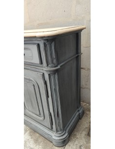 Meuble patine grise trois portes trois tiroirs 2