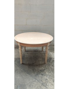 Table ronde avec deux allonges merisier brut 2