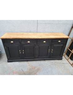 Meuble industriel patine noire enfilade vintage quatre portes