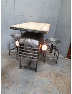 table tracteur industriel plateau bois 2