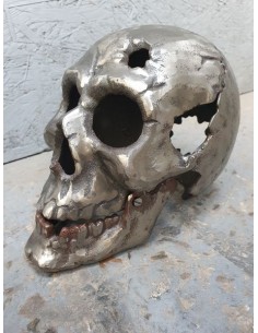 Crane en fonte tête de mort squelette métal brossé 2