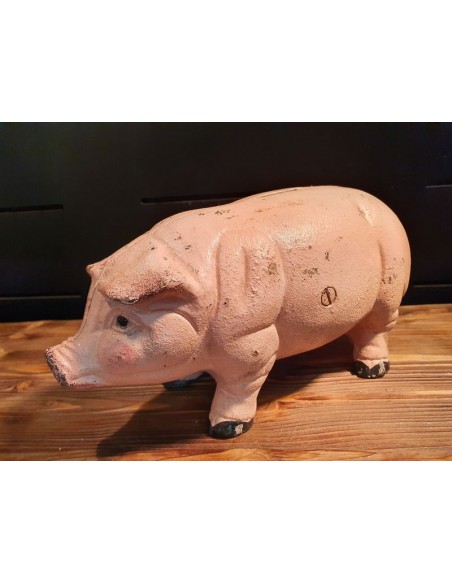 Tirelire gros cochon en fonte décoration vintage