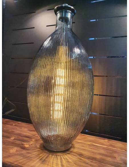 Lampe vase bleu gris strié haut 64 cm