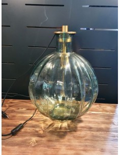 Lampe vase boule vert cannelé 2