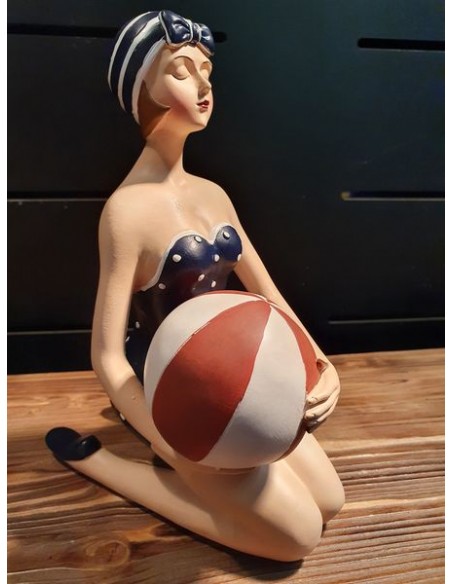 Statue pin up baigneuse ballon décoration vintage maillot noir