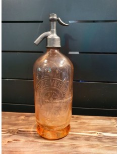 Ancien siphon bouteille eau seltz rose Maurice Verdonck Roubaix 2