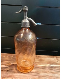 Ancien siphon bouteille eau seltz rose Maurice Verdonck Roubaix