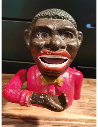 Tirelire articulée homme mange pièce en fonte décoration vintage