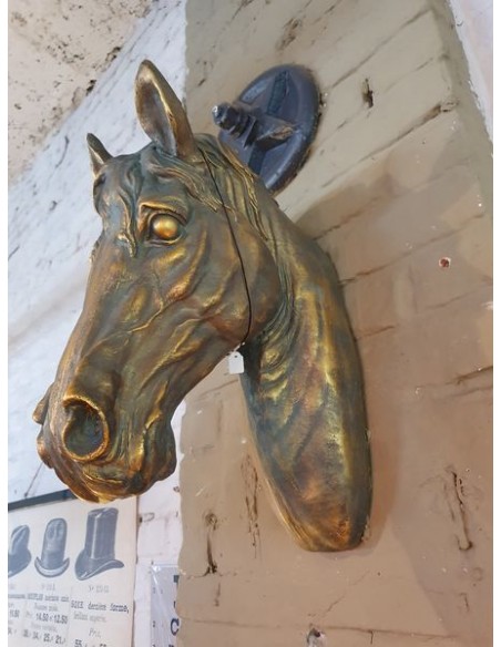 Grande tête de cheval murale couleur bronze hauteur 50 cm boucherie chevaline