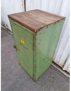 Desserte d'atelier métal meuble industriel patine verte d'origine 2