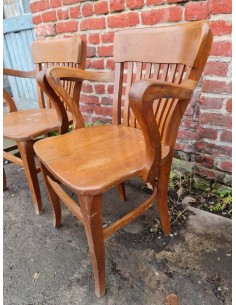 Paire ancien fauteuils de bureau année 50 en chêne 2