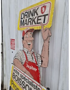 Ancienne enseigne publicitaire double face Jupiler drink market boissons 2