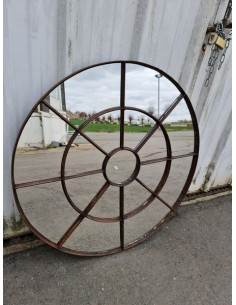 Miroir industriel métallique rond diamètre 102 cm 17 sections