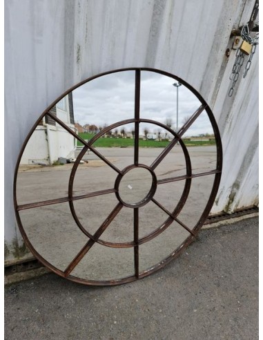 Miroir industriel métallique rond diamètre 102 cm 17 sections