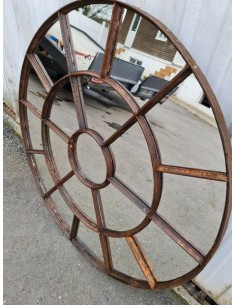 Miroir industriel métallique rond diamètre 95 cm 19 sections