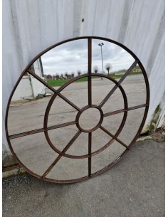 Miroir industriel métallique rond diamètre 116 cm 17 sections