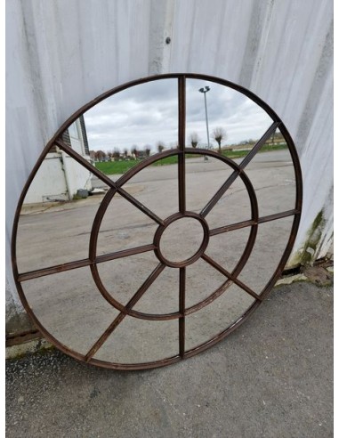 Miroir industriel métallique rond diamètre 116 cm 17 sections