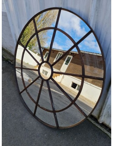 Miroir industriel métallique rond diamètre 131 cm 21 sections