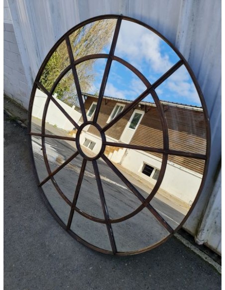 Miroir industriel métallique rond diamètre 131 cm 21 sections