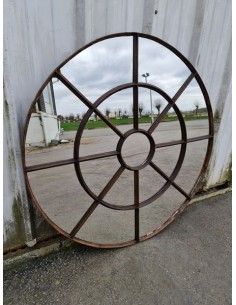 Miroir industriel métallique rond diamètre 112 cm 17 sections