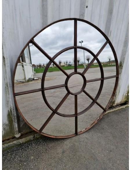Miroir industriel métallique rond diamètre 112 cm 17 sections