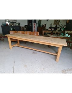 Grande table de ferme orme massif brut