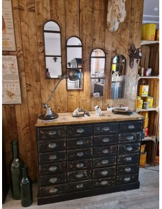 Meuble de métier à vingt-quatre tiroirs, mobilier industriel patine noire 2