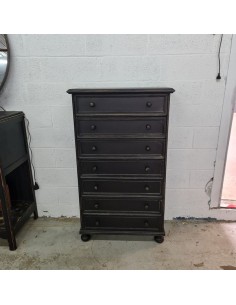 Meuble semainier commode sept tiroirs patine noire 2