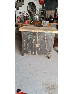 Ancien établi d'atelier deux portes patine grise 2