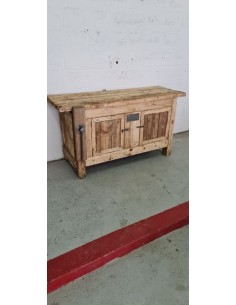 Ancien établi de menuisier deux portes meuble d'atelier brut 2