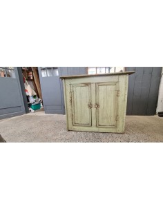 Ancien meuble d'atelier deux portes patine verte 2