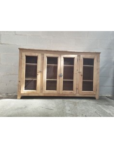 Ancien meuble brut vitrine quatre portes grillagées
