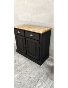 Meuble deux portes deux tiroirs patine noire 2