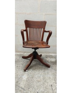 Ancien fauteuil de bureau américain vers 1940 en chêne 2