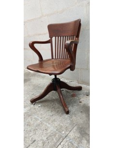 Ancien fauteuil de bureau américain vers 1940 en chêne