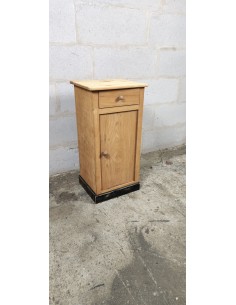 Ancien chevet orme brut une porte et un tiroir 2