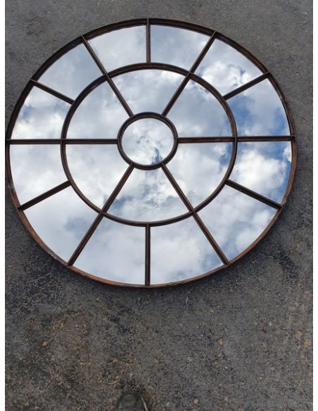 Miroir industriel métallique rond diamètre 131 cm