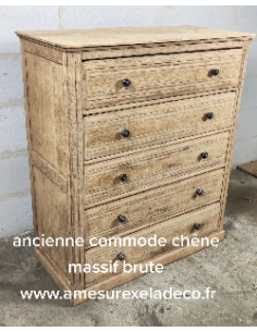 Meuble chiffonnier en chêne cinq tiroirs