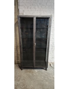 Ancienne vitrine médicale métal deux portes