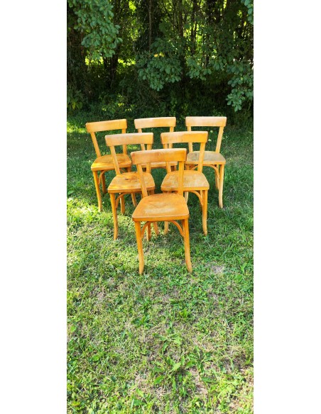 Série de six chaises bois bistro Baumann